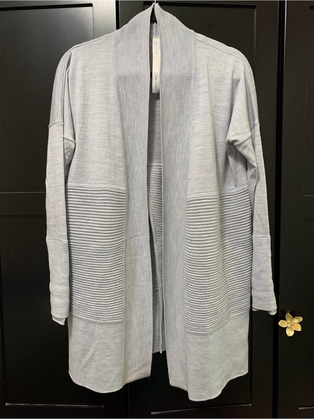 lululemon athletica Light blue/gray Open-Front Ribbed Long Cardigan merino wool